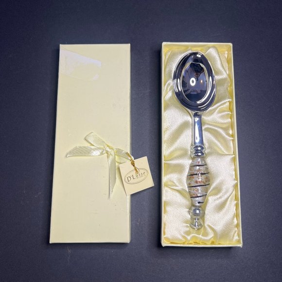 D'Lusso Home Collection Ice Cream Scoop Spoon w/ Glass Swirl Tipped Handle 6.5" - Picture 1 of 6